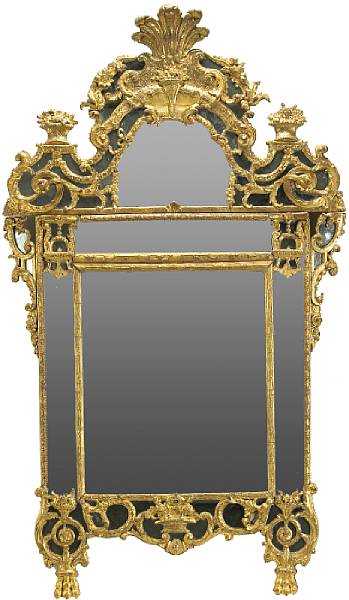 Appraisal: A good R gence giltwood mirror The rectangular plate surmounted