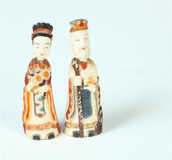 Appraisal: TWO FIGURAL SNUFF BOTTLES China early th century Emperor and