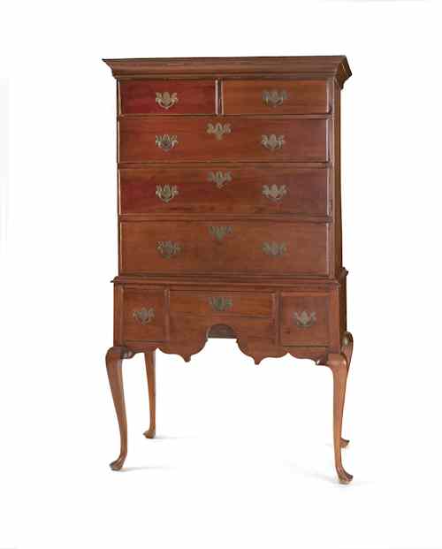 Appraisal: New England Queen Anne cherry highboy ca h w