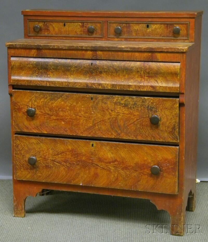 Appraisal: Grain-painted Empire Pine Bureau Provenance Estate of Susan Parrish