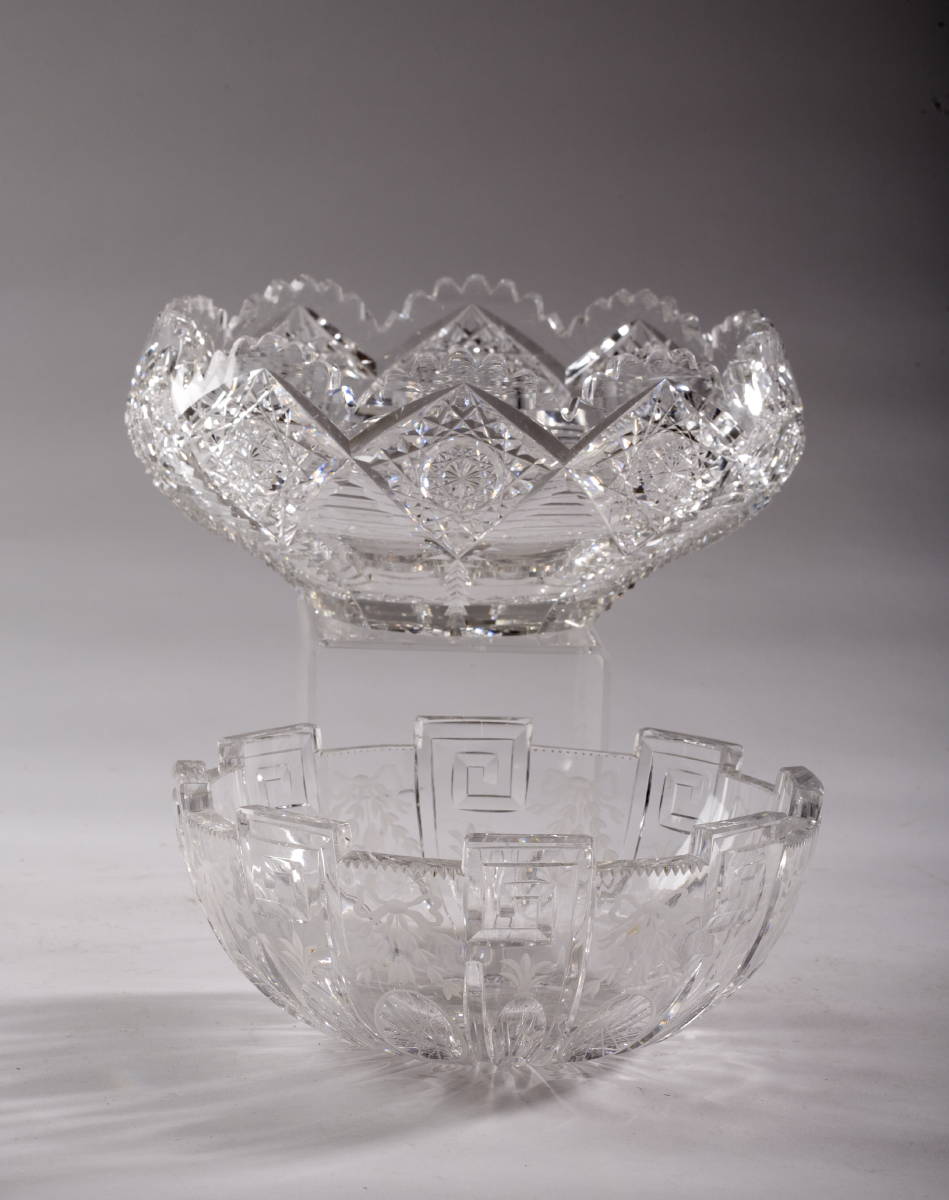 Appraisal: HAWKES SIGNED BRILLIANT CUT GLASS BOWL AND A SMALLER CUT