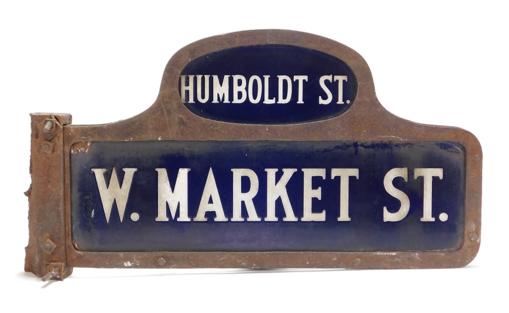 Appraisal: DOUBLE SIDED PORCELAIN STREET SIGN United States th CenturyDouble sided