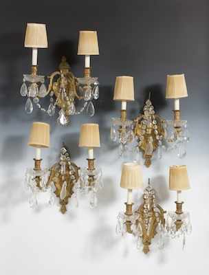 Appraisal: A Set of Four Gilt Bronze Wall Sconces Each having