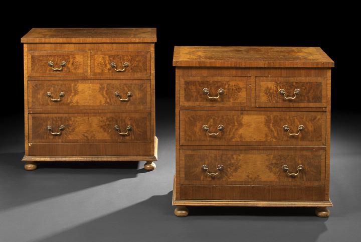 Appraisal: Pair of English Walnut Chests each with a banded and