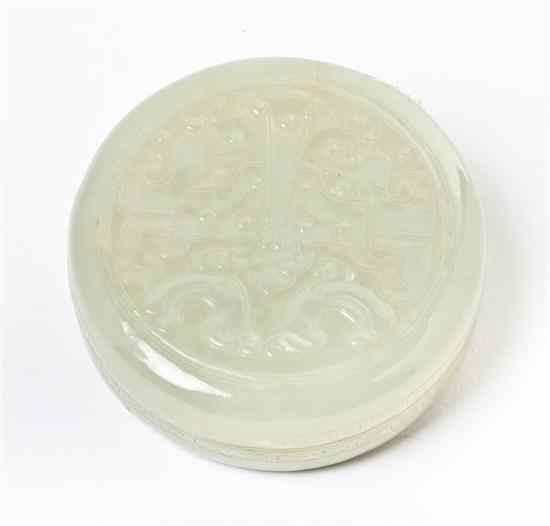 Appraisal: A Chinese Hardstone Paste Box of pale translucent stone having