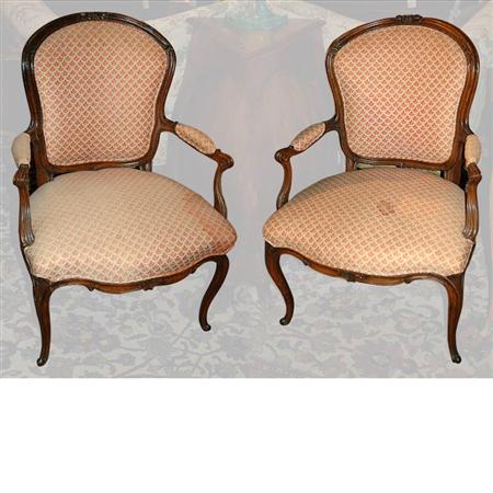 Appraisal: Pair of Louis XV Beechwood Fauteuils a la Reine Estimate