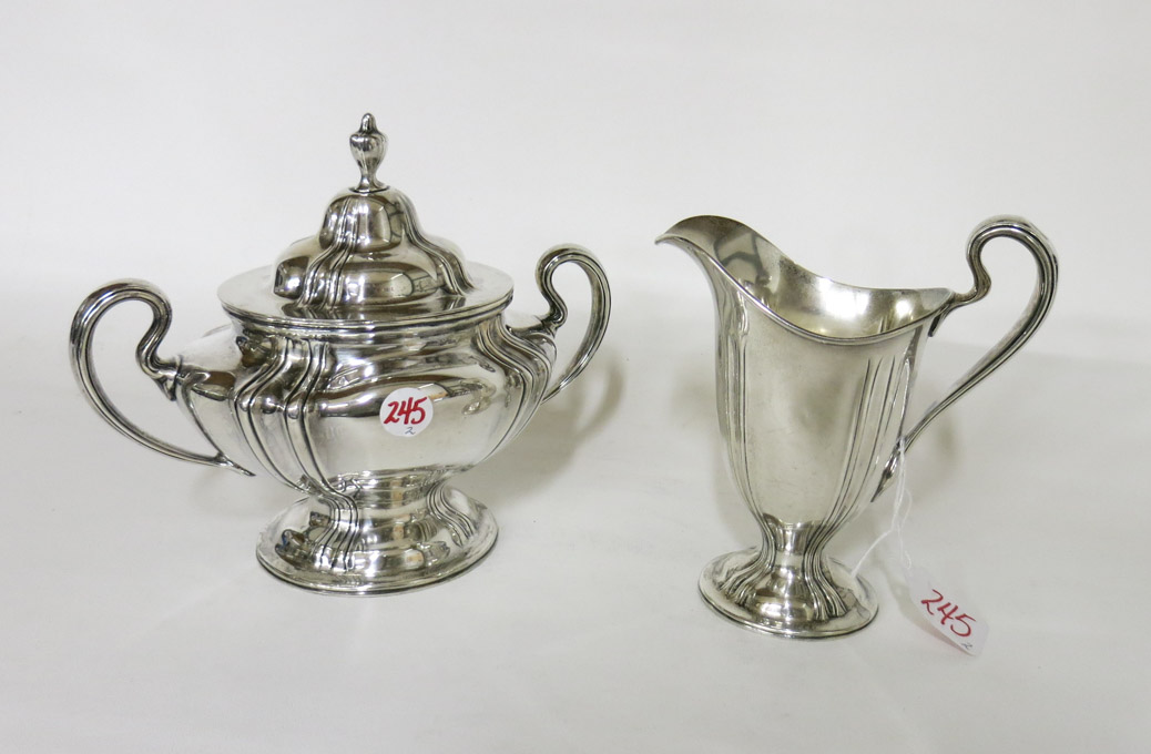 Appraisal: TWO PIECE R WALLACE SONS STERLING SILVER HOLLOWWARE SET cream