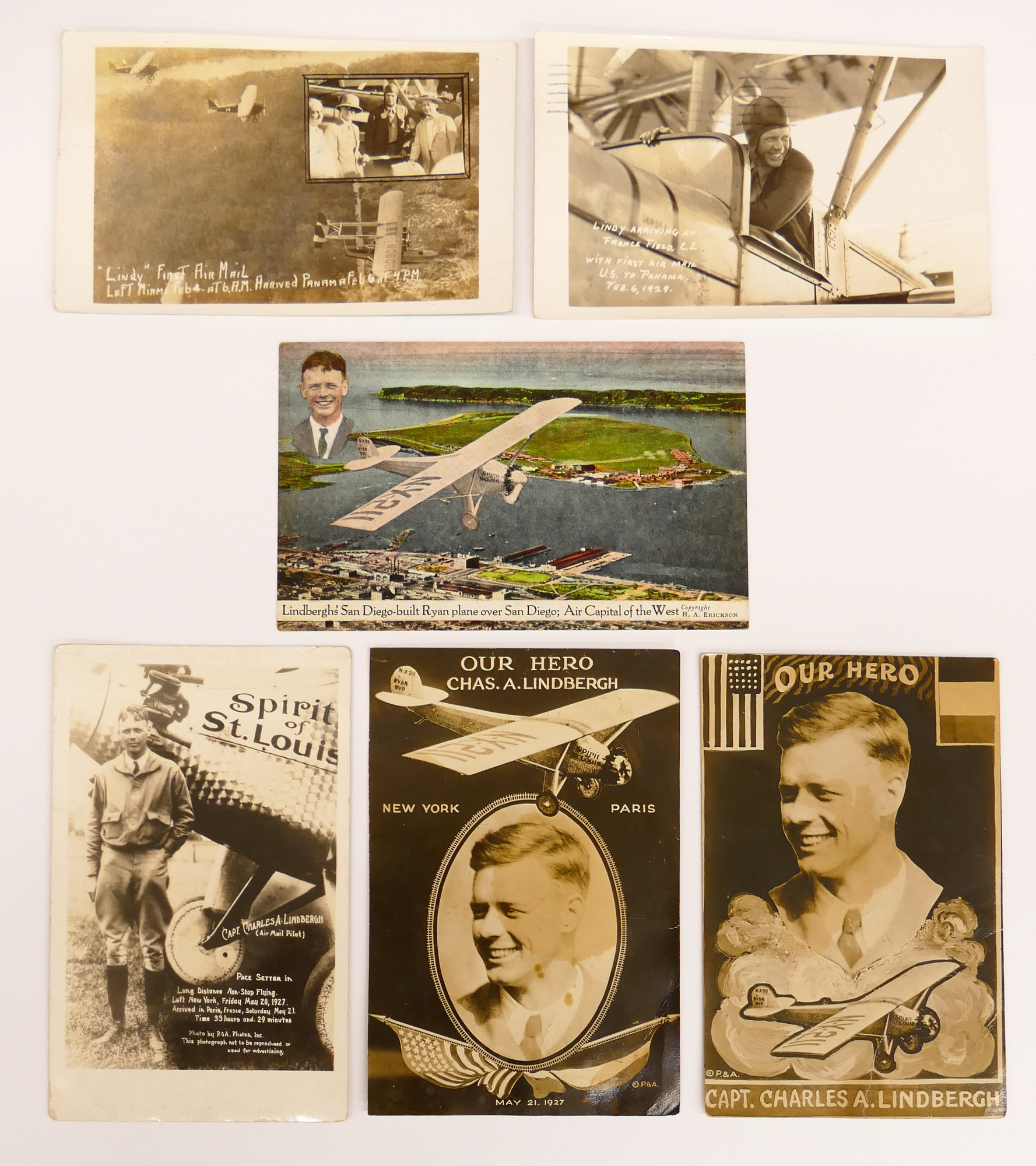 Appraisal: pc Antique Charles Lindbergh Postcards Includes pc unposted Spirit of