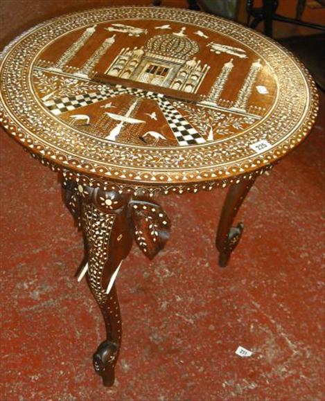 Appraisal: A bone inlaid occasional table