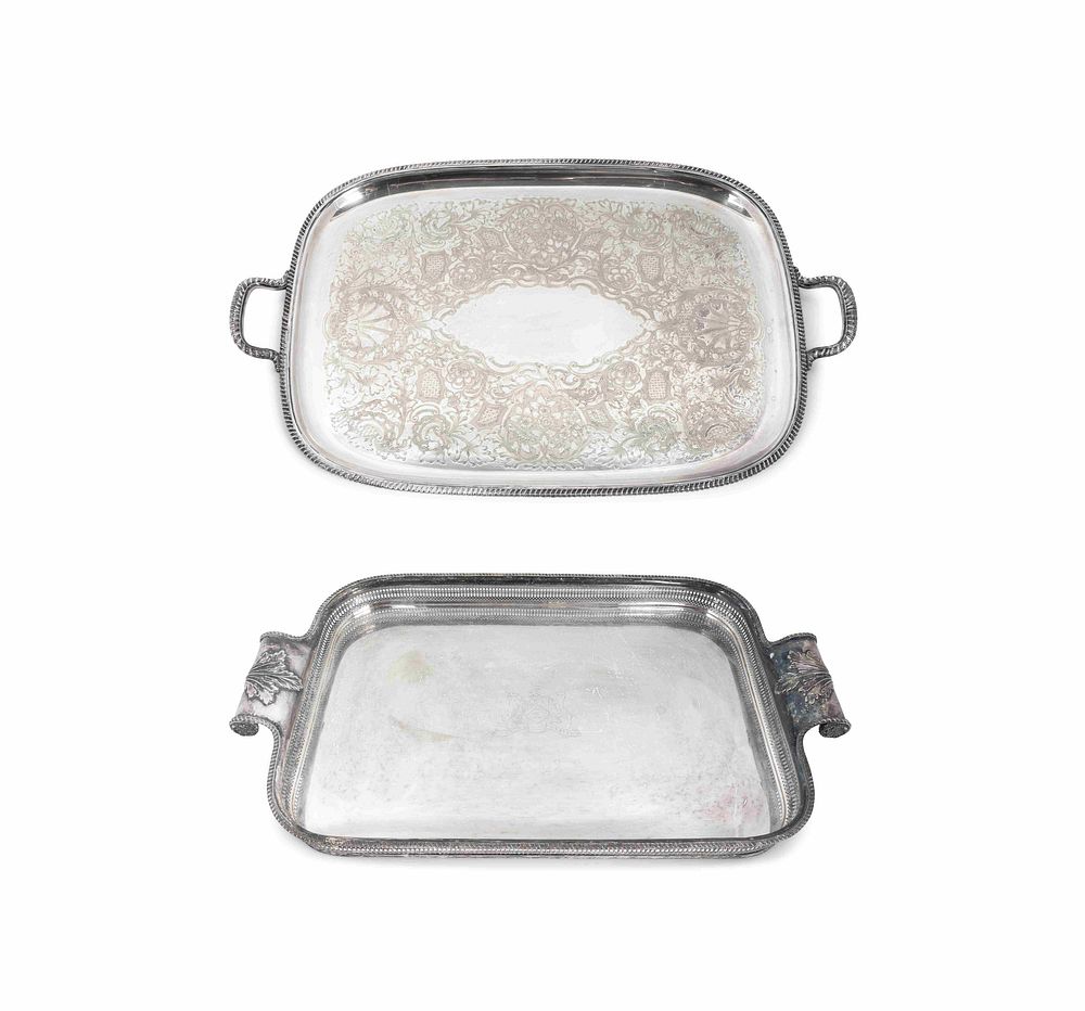 Appraisal: Two Silverplated Rounded Rectangular Two-Handled Trays x inches and x