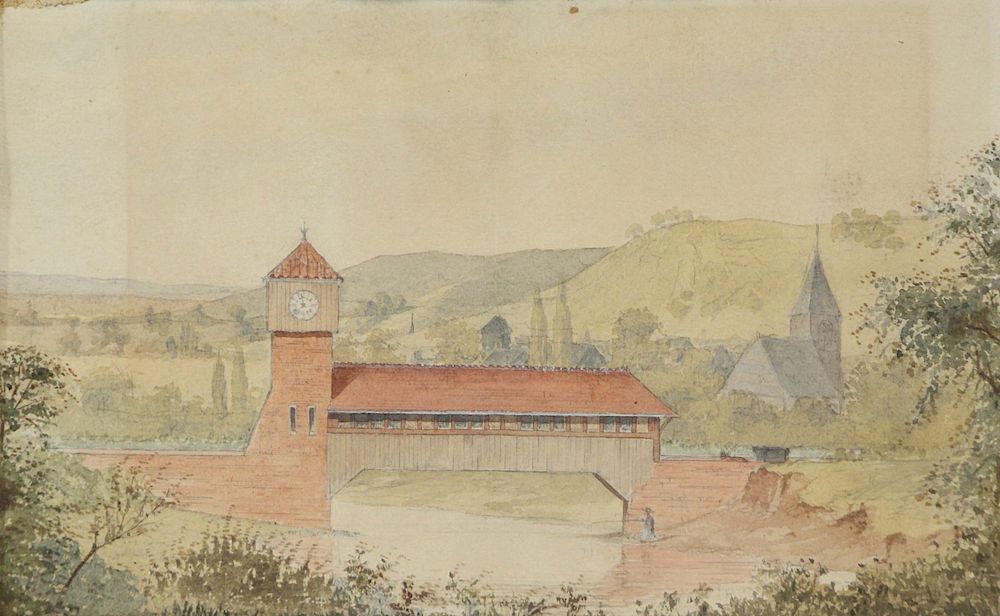 Appraisal: STANFORD WHITE AMERICAN - Watercolor The Covered Bridge Davis Galleries