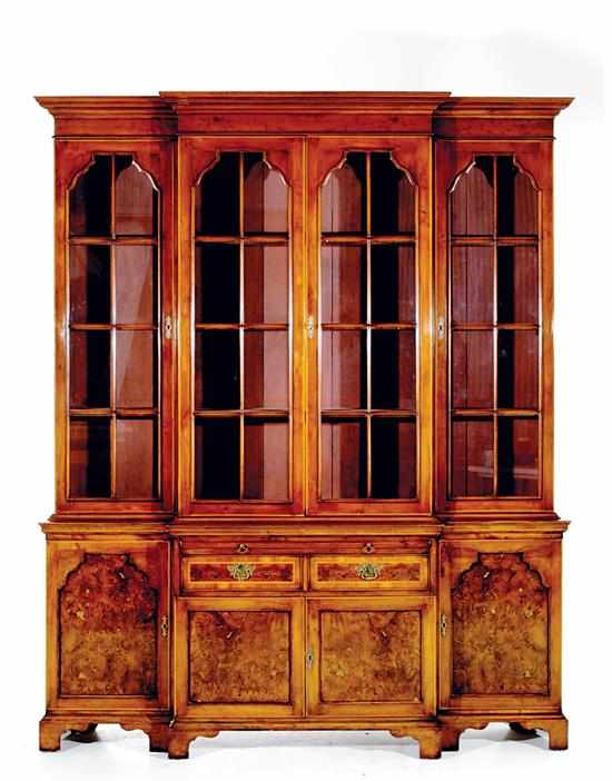 Appraisal: George III style yew-wood breakfront th century and later top