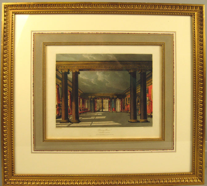 Appraisal: Pair of th century English aquatints royal residence interiors From