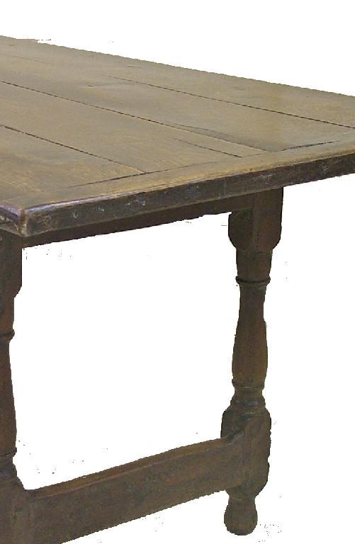 Appraisal: Antique oak farmhouse table the rectangular plank top upon turned