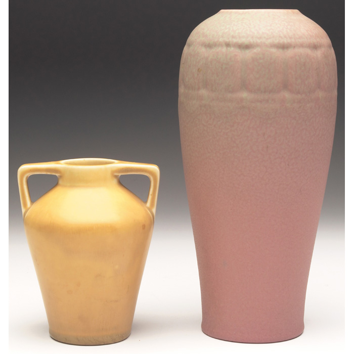 Appraisal: Rookwood vase double handled shape under a yellow matte glaze