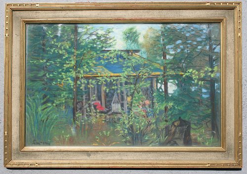 Appraisal: McKAY S American th C Cabin in the forest Pastel