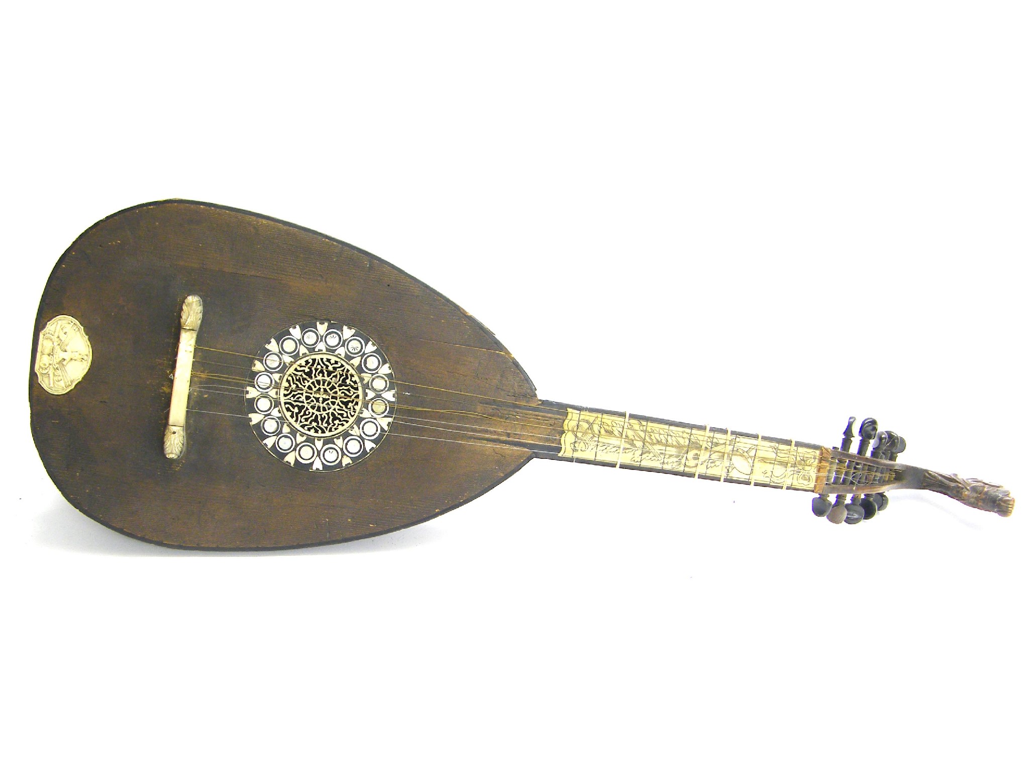 Appraisal: Interesting early lute in need of restoration the open peg