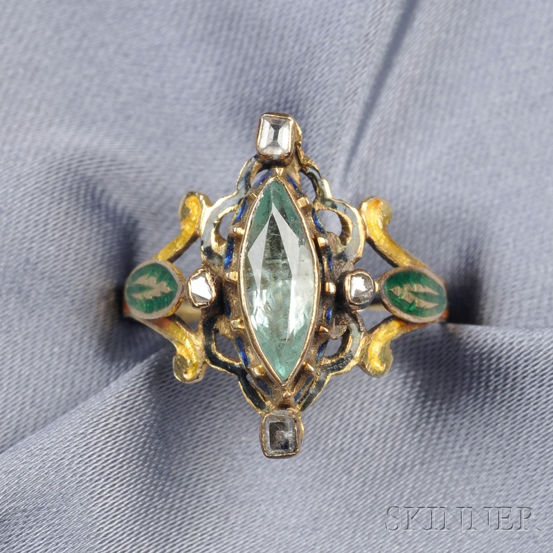 Appraisal: Renaissance Revival kt Gold Gem-set Ring set with a marquise-cut