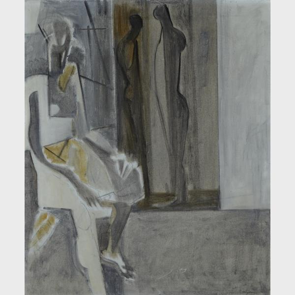 Appraisal: Paul Wieghardt - GRAY AND WHITE American Oil en grisaille