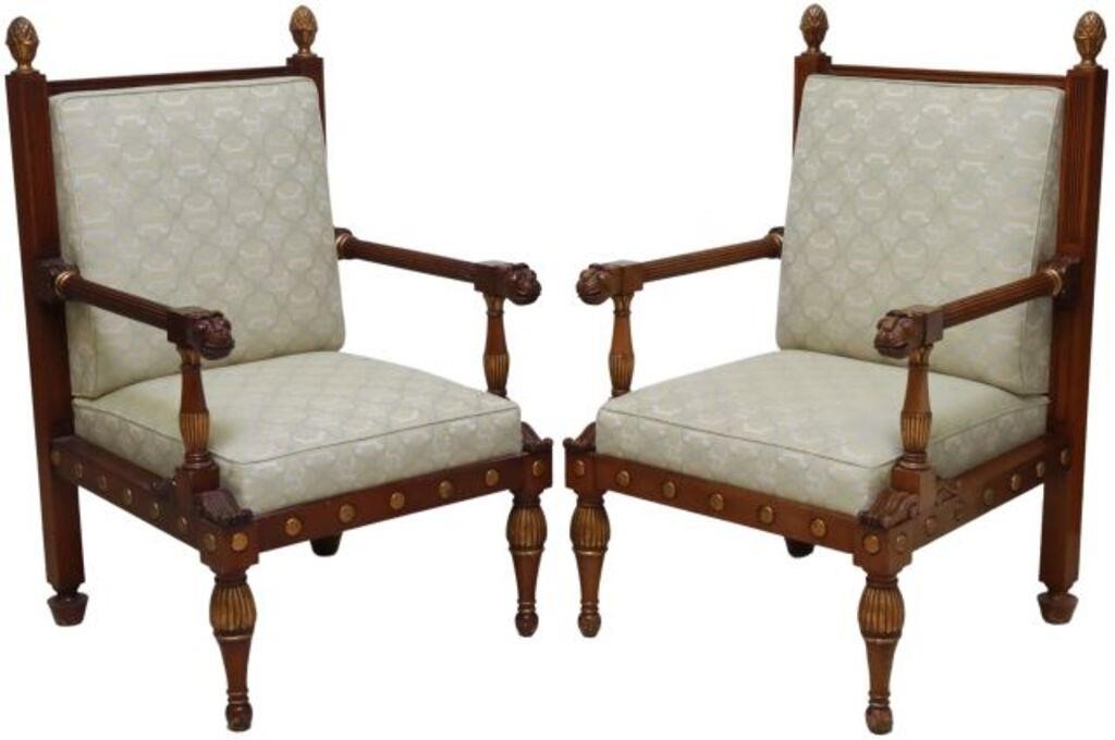 Appraisal: pair Regency style parcel gilt mahogany armchairs Smith Watson New