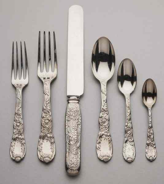 Appraisal: pcs Tiffany and Co Chrysanthemum sterlingsilver flatware service marked for