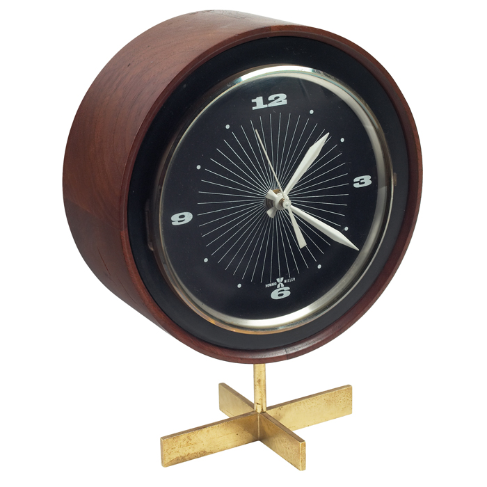 Appraisal: George Nelson Associates table clock by Howard Miller model walnut