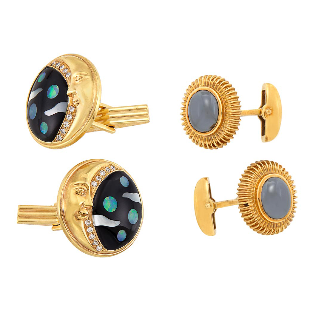 Appraisal: Pair of Hematite Cufflinks Deakin Francis and Pair of Black