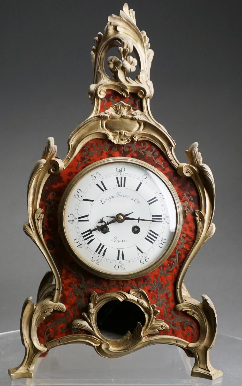 Appraisal: LOUIS XV STYLE ORMOLU MOUNTED AND BOULLE DECORATED MANTLE CLOCK