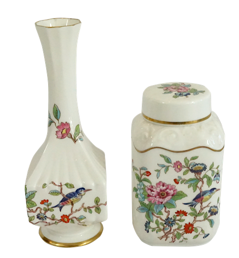 Appraisal: Aynsley Ceramic 'Pembroke' Vase Potpourri Jar Lot Aynsley Ceramic 'Pembroke'