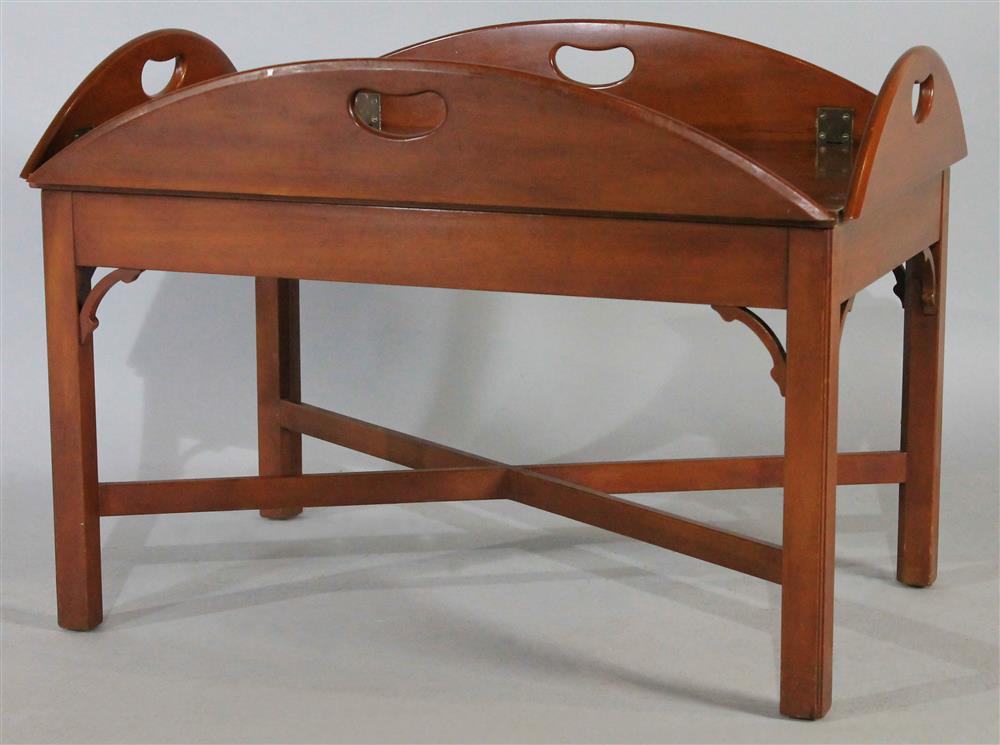 Appraisal: KITTINGER CHIPPENDALE STYLE MAHOGANY BUTLERS TRAY ON STAND having a