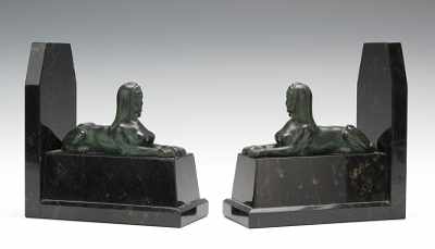 Appraisal: A Pair of Egyptian Revival Bookends A pair of stately