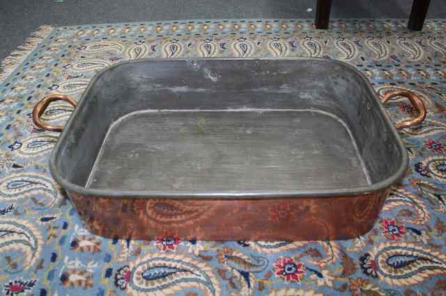 Appraisal: A TH CENTURY RECTANGULAR ZINC LINED COPPER JAM PAN with