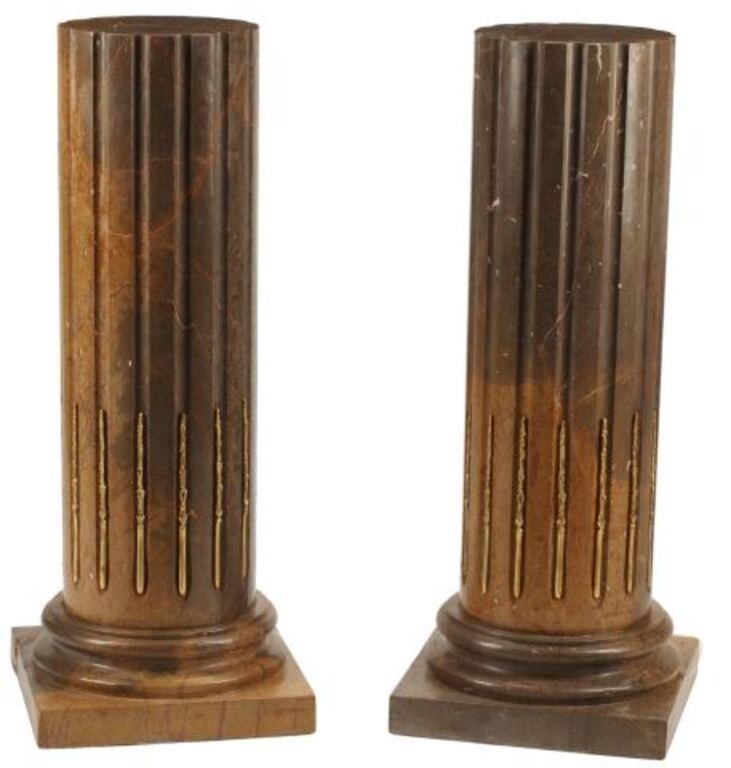 Appraisal: pair Louis XVI style bronze dore mounted fluted pedestals approx