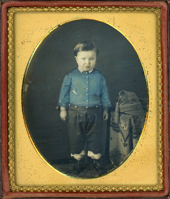 Appraisal: BLUE BOY STANDING DAGUERREOTYPE Sixth plate daguerreotype We notice the