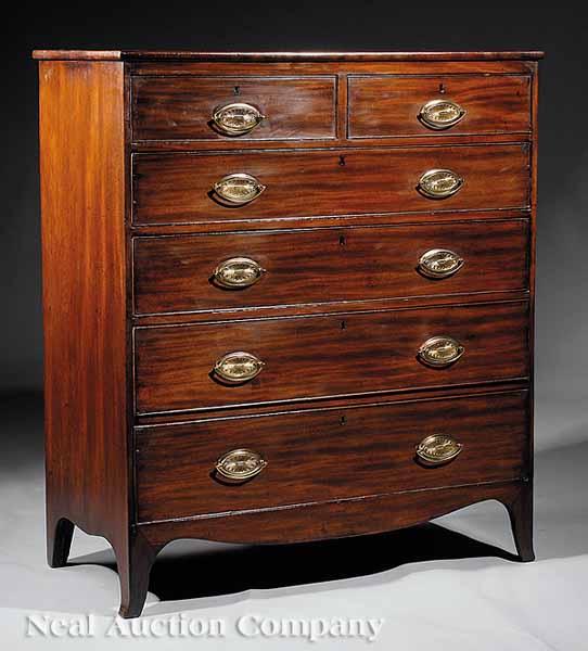 Appraisal: An Antique Georgian-Style Mahogany Chest of Drawers c the cross-banded