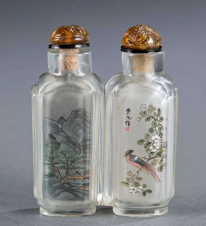 Appraisal: Inside painted Chinese snuff bottle - Bi Rongjiu A inside