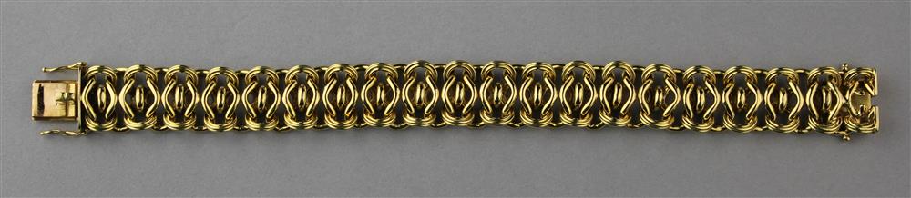 Appraisal: K YELLOW GOLD LINK BRACELET the K yellow gold woven