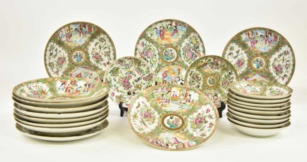 Appraisal: Assembled Rose Medallion plates saucers twelve plates some deeper at