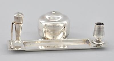 Appraisal: A Sterling Silver Desk Accessory Set Elongated pen tray with