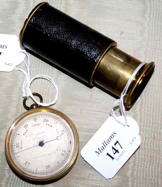 Appraisal: AN ANTIQUE BRASS POCKET BAROMETER by Bryson Optician Edinburgh diameter