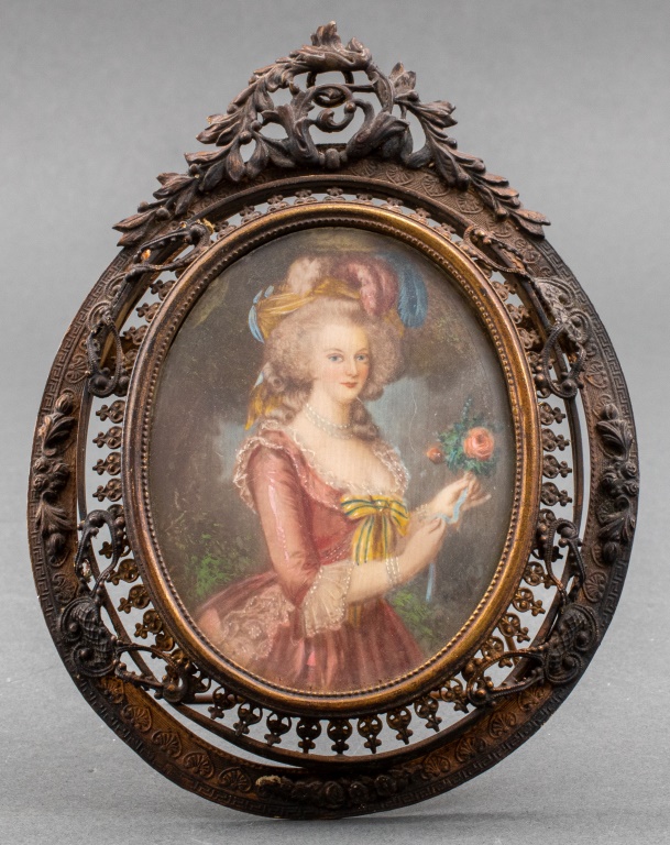 Appraisal: EUROPEAN MINIATURE PORTRAIT OF MARIE ANTOINETTE European School miniature hand-painted