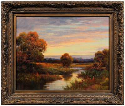 Appraisal: Augustus Spencer painting British - landscape with marsh at dusk