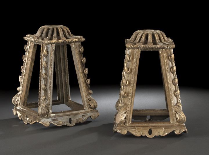 Appraisal: Pair of Northern Italian Carved Giltwood Pole Lanterns fourth quarter