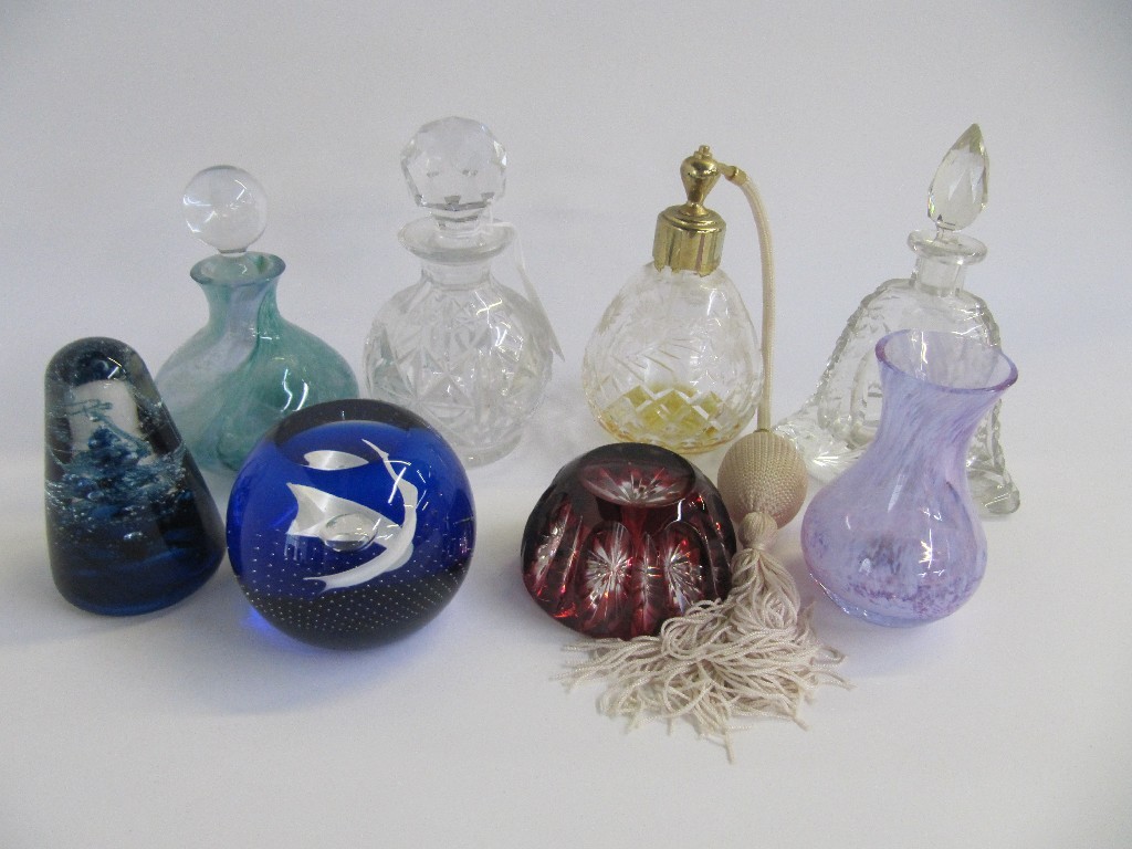 Appraisal: Caithness paperweights vases and two perfume bottles etc