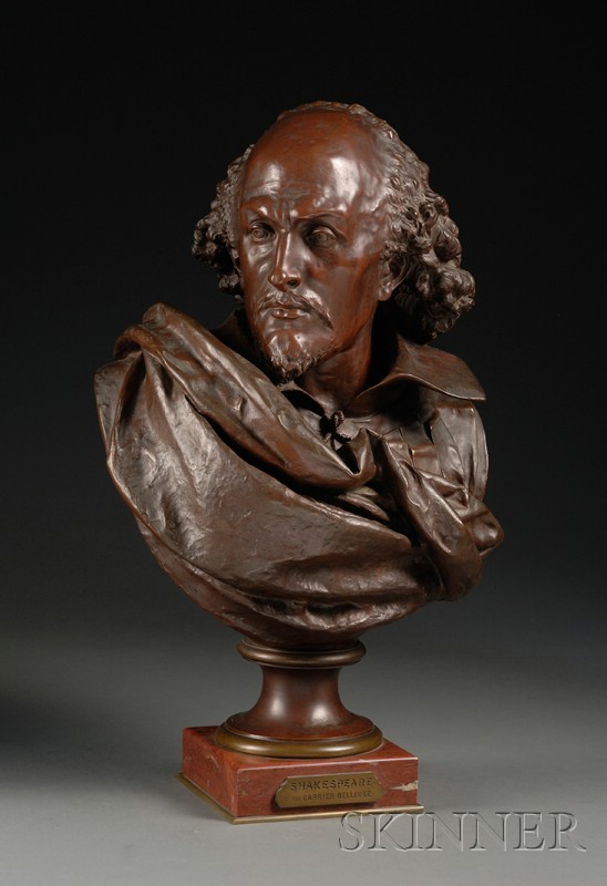 Appraisal: Albert-Ernest Carrier-Belleuse French - Portrait Bust of William Shakespeare dark