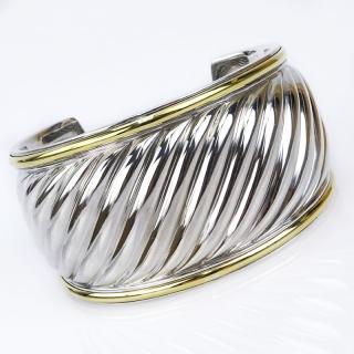 Appraisal: David Yurman Sterling Silver and Karat Yellow Gold Wide Cuff