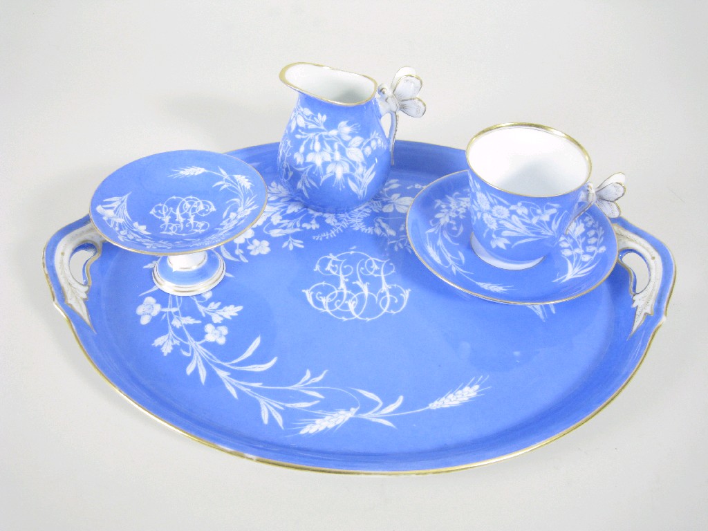 Appraisal: A Continental porcelain part Cabaret Set comprising two-handled Tray in