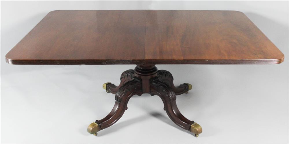 Appraisal: VICTORIAN CARVED MAHOGANY SINGLE PEDESTAL EXTENSION DINING TABLE the rectangular