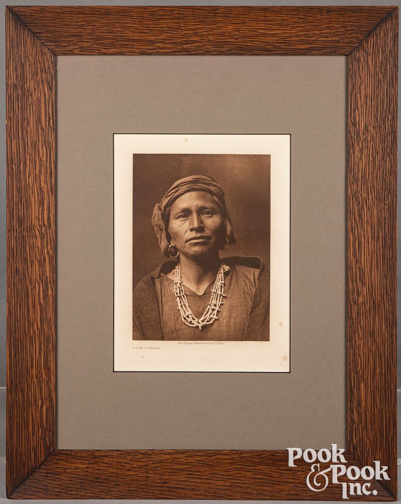 Appraisal: Edward Curtis photogravure Edward Curtis photogravure A Zuni Governor inscribed