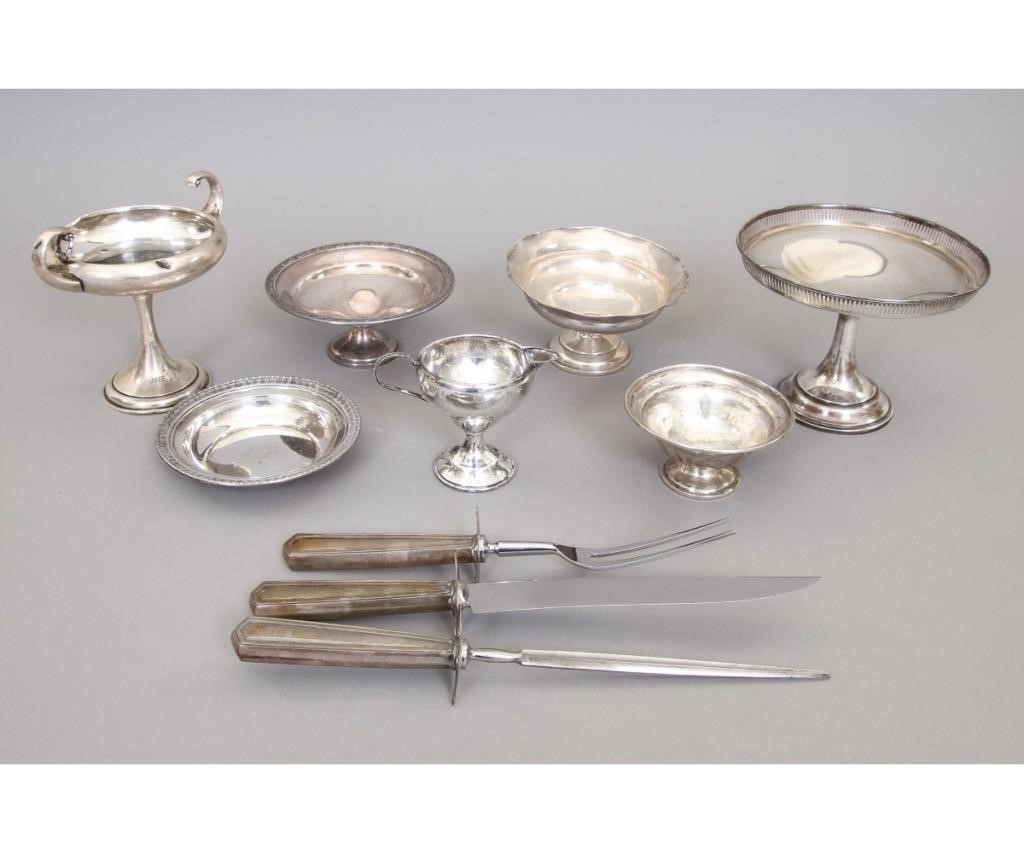 Appraisal: Weighted sterling silver tableware to include compotes trophy together with